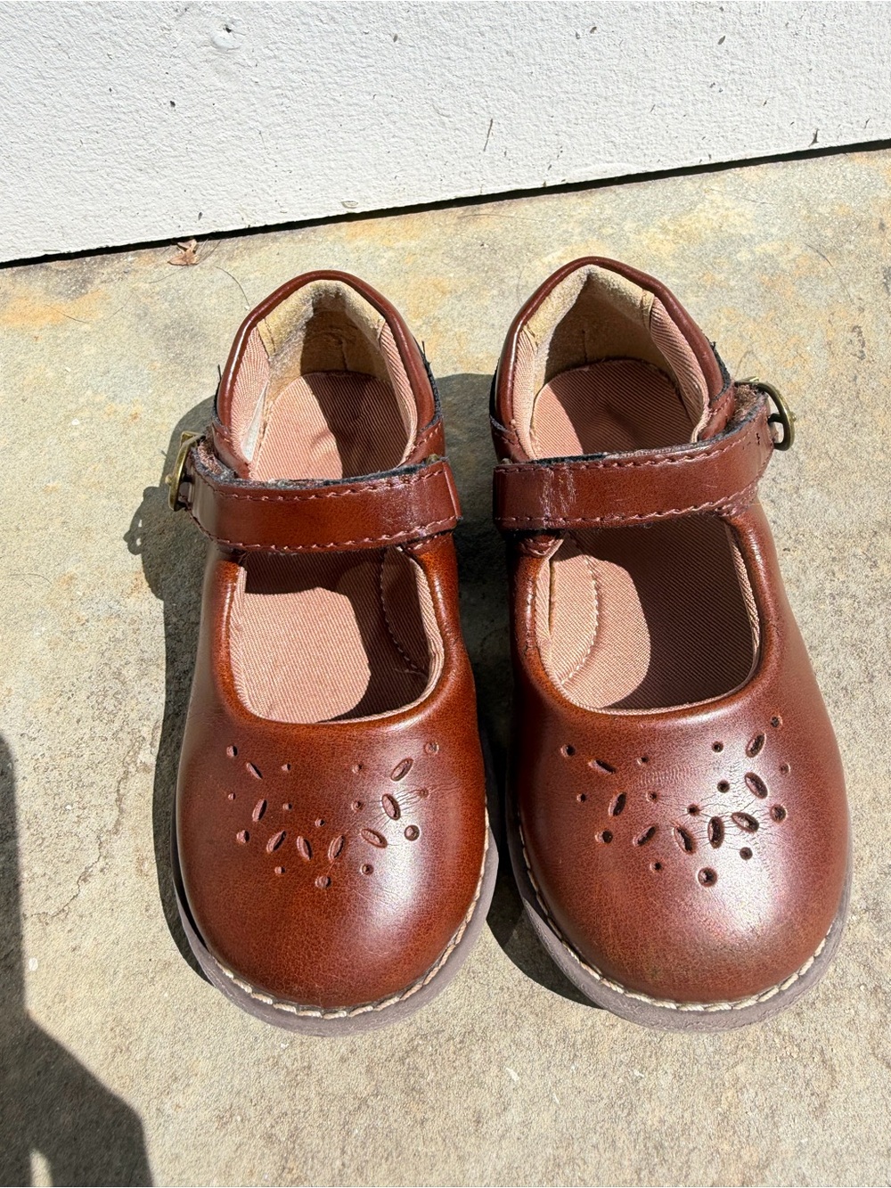 Stride Rite Tan Leather Mary Jane Shoes-7 WIDE